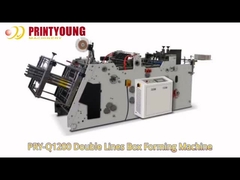 PRY-Q1200 पूर्ण सर्वो मोटर के साथ डबल लाइनों खड़े हैमबर्गर बॉक्स बनाने की मशीन